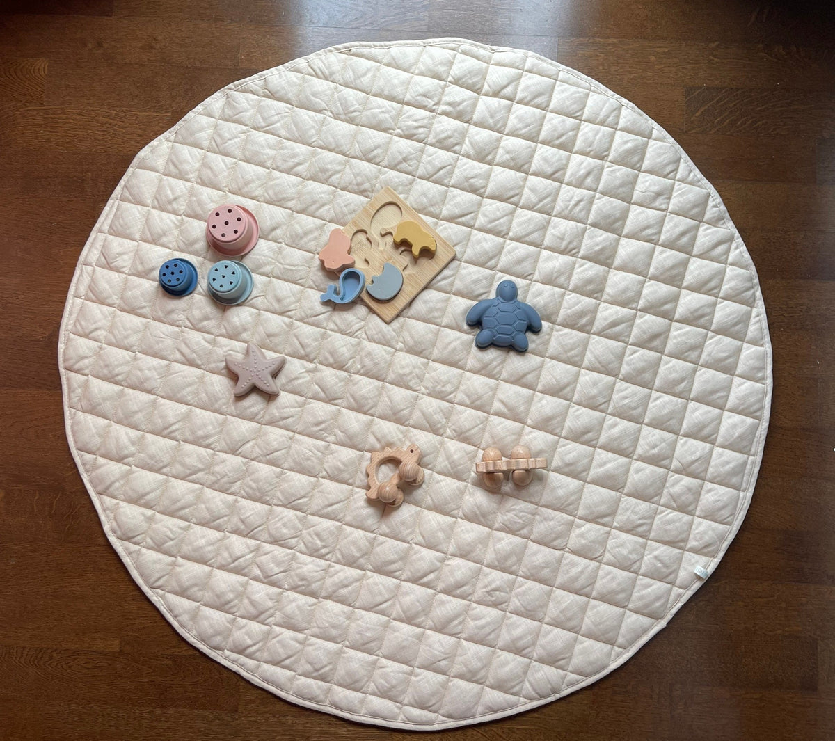 Linen Play Mat Organic Baby Padded Floor Rug Oeko-tex Standard